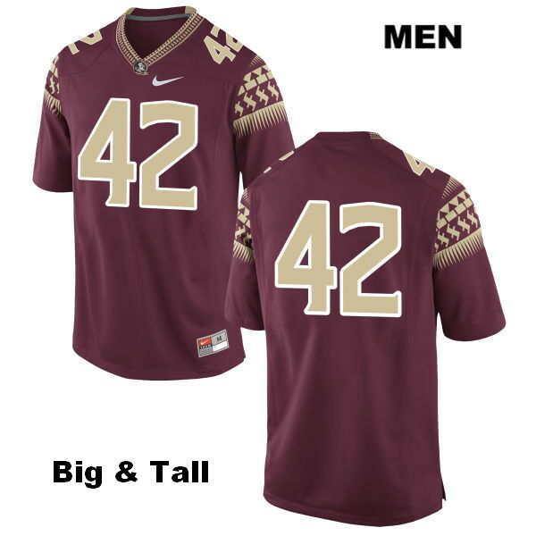 Men's NCAA Nike Florida State Seminoles #42 Garrett Murray College Big & Tall No Name Red Stitched Authentic Football Jersey UMS4269DJ